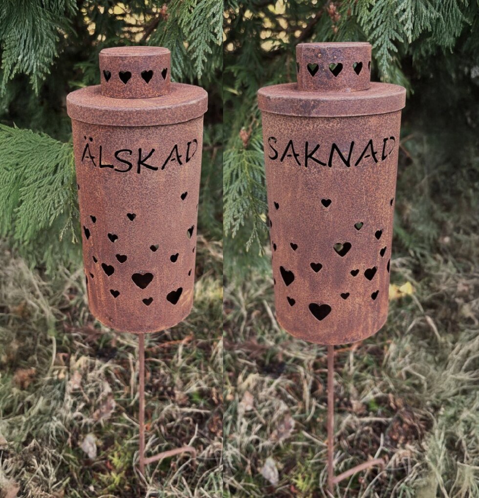 Gravlykta Älskad/Saknad Lind Decoration Gravdekoration Minnessten Änglar Gravlyktor Gravljus