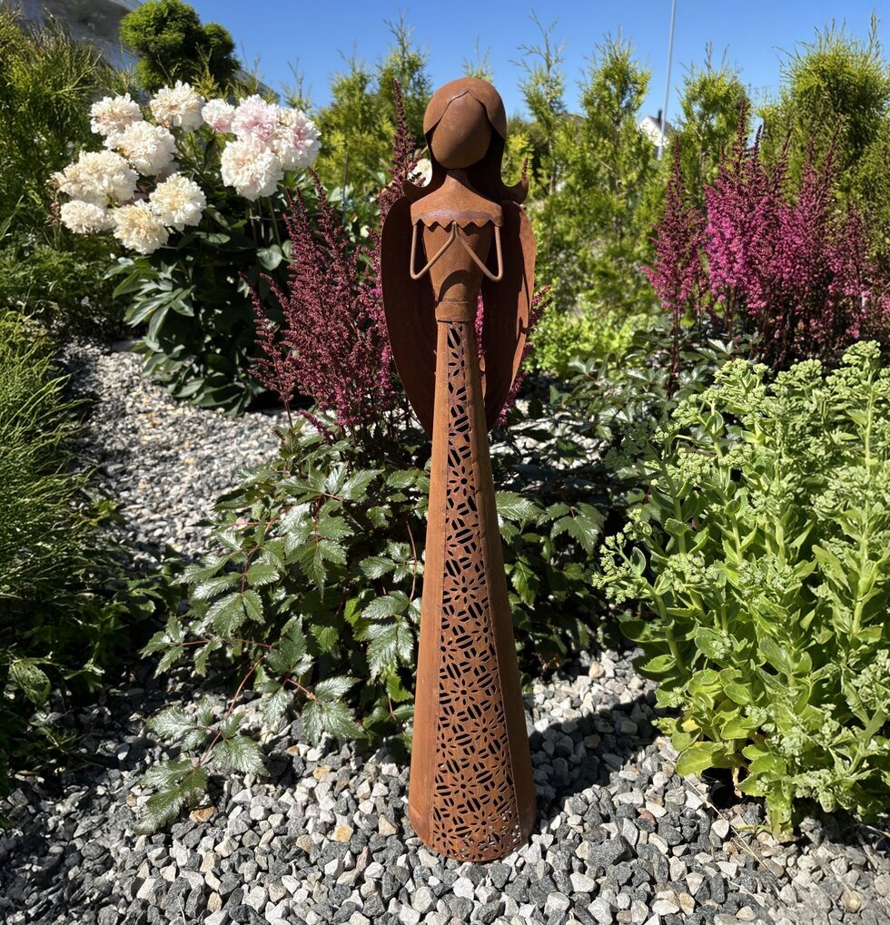 Ängel Rost 85cm Lind Decoration Gravdekoration Minnessten Änglar Gravlyktor Gravljus Övrig prydnad/dekoration för inredning utemiljö