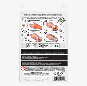 Bild på baksida av Halloween-schabloner med instruktioner