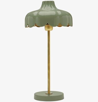 Bild av elegant bordslampa i mossa och guld med unik design