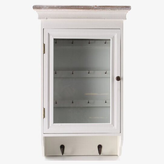 Nyckelskåp Brimsö Vit från Interstil med glasdörr och krokar