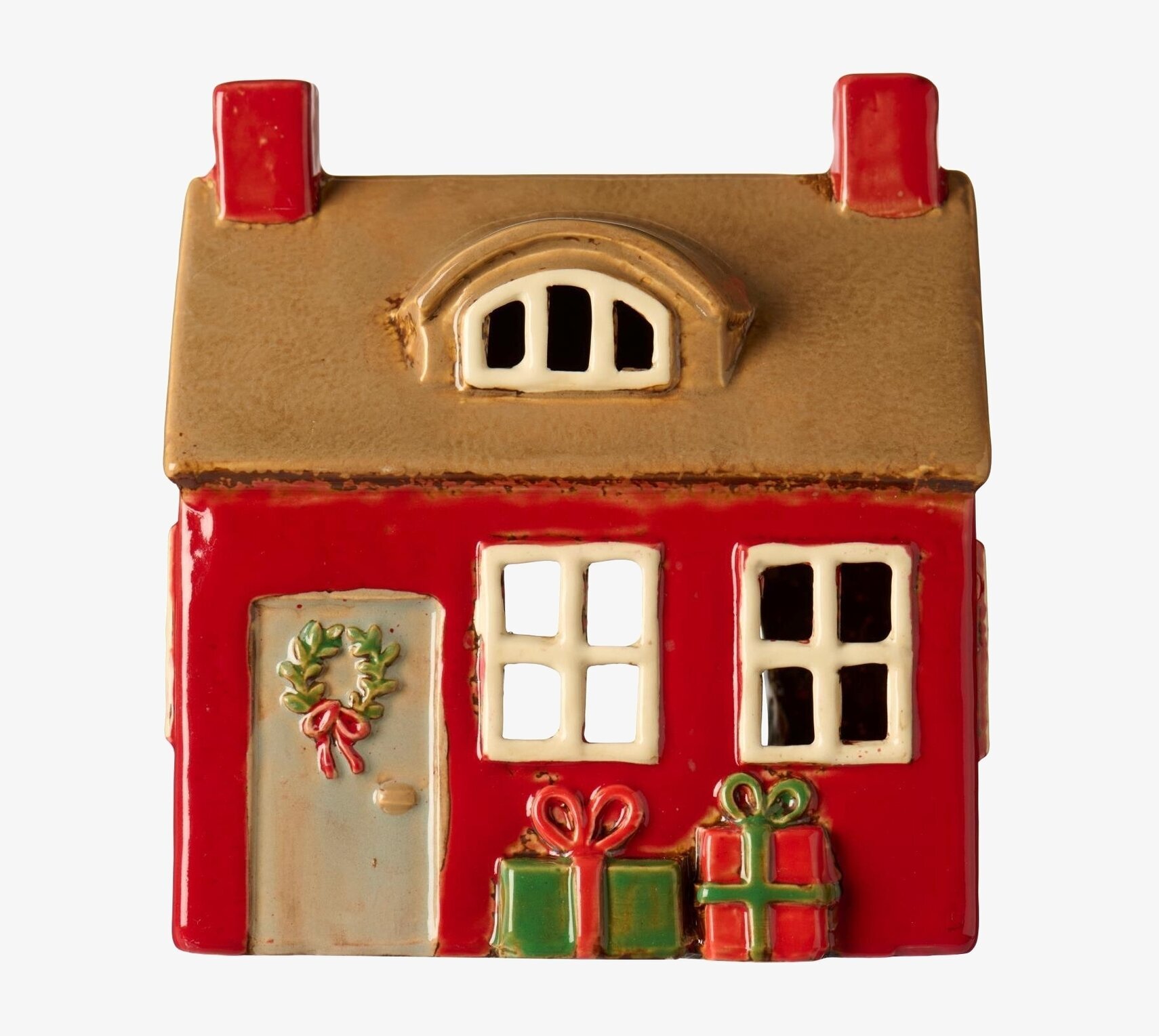 Ljuslykta Stillenat Röd Med Krans IB Laursen Lyktor Endless Light Ljuslyktor