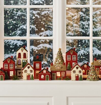 Ljuslykta Stillenat Röd Med Krans Rosett Julkrans Hjärta IB Laursen Lyktor Endless Light Ljuslyktor