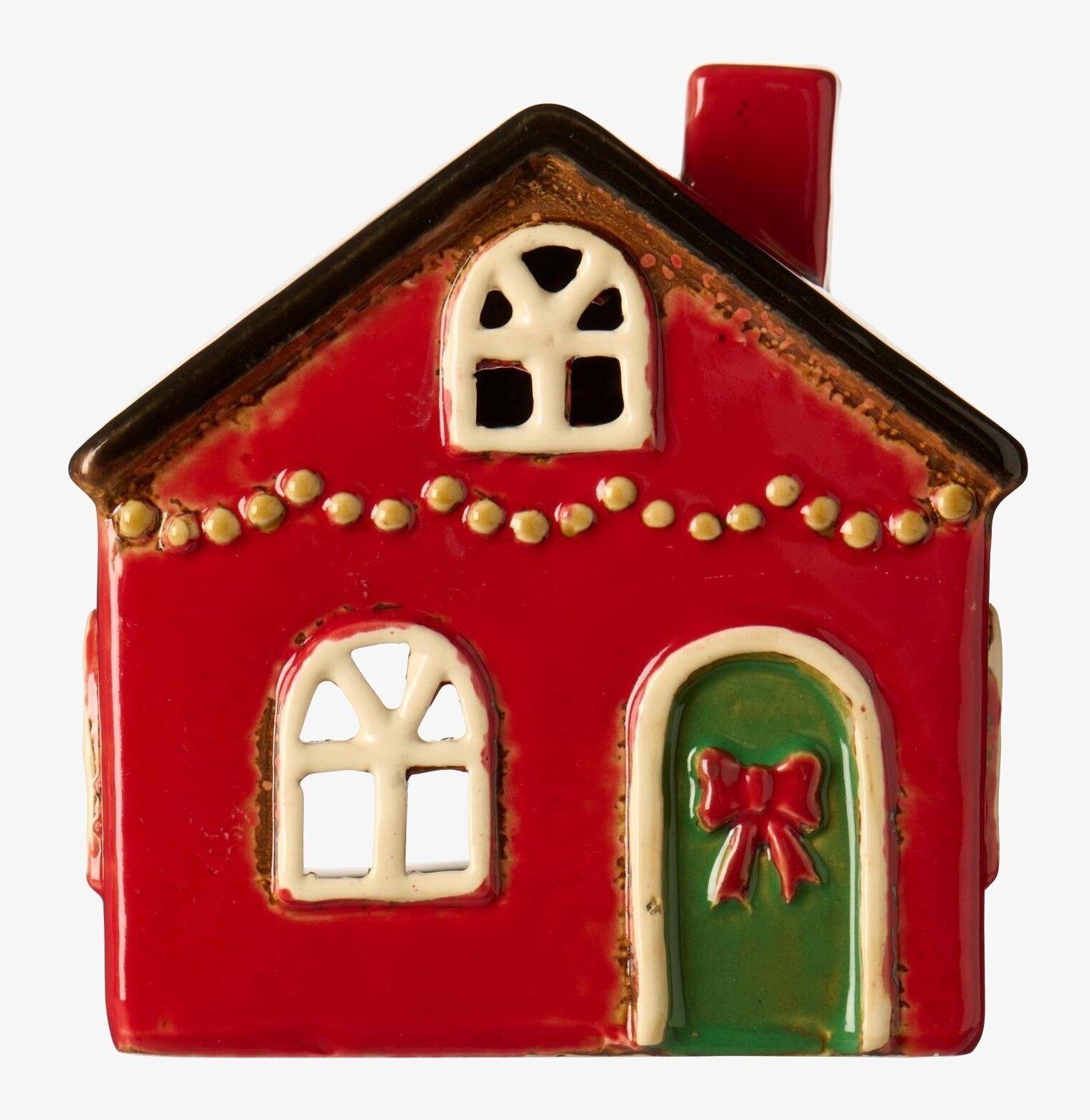 Ljuslykta Stillenat Röd Med Rosett IB Laursen Lyktor Endless Light Ljuslyktor