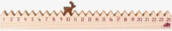 Bild av adventskalender i trä med ren och siffror 1-24