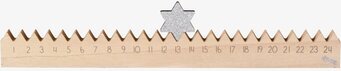 Bild av stilren julkalender i trä med stjärna och numrering