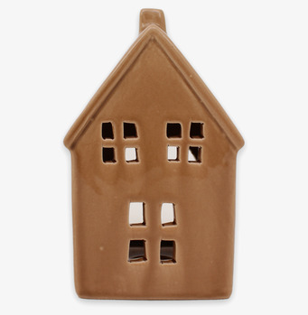 Bild på dekorativ ljuslykta i keramik formad som litet hus