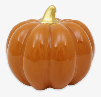 Bild av dekorativ pumpa i ockra med guldfärgad stjälk XL