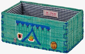 Bild av charmig blågrön korg med broderade detaljer