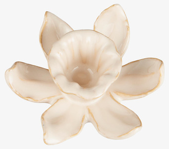 Bild av dekorativ ljusstake i keramik formad som påsklilja