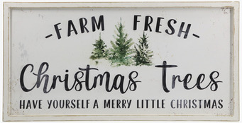 Bild av rustik julskylt med granar och handskriven text