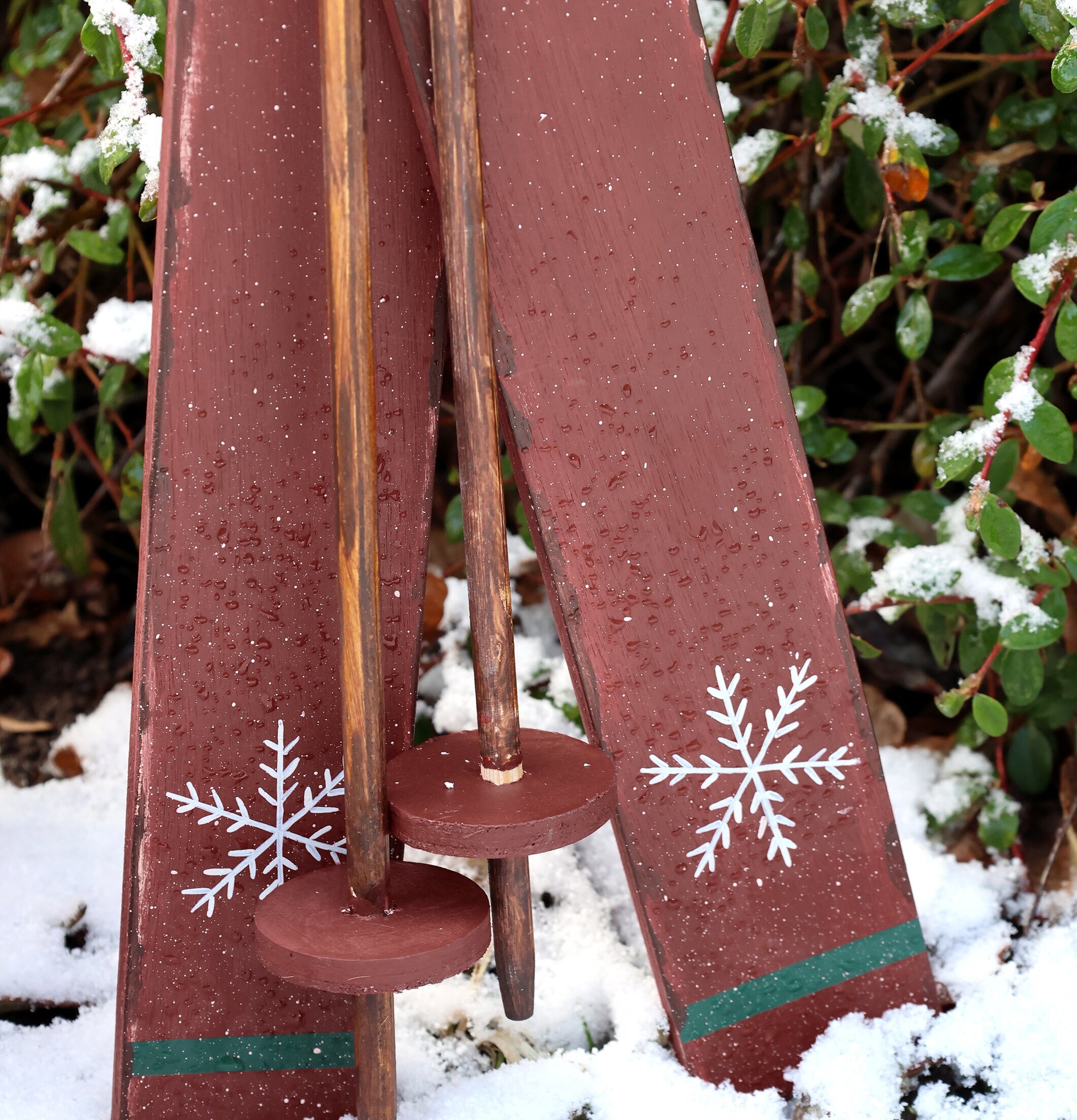 Träskidor Med Stavar Vintage Chic Antique Övrig prydnad/dekoration för inredning innemiljö