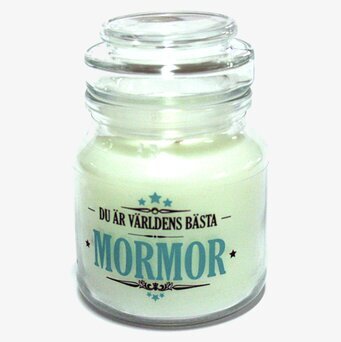 Bild av stilrent doftljus med personlig text