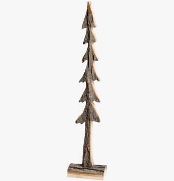 Bild av dekorativ trägran med rustik bark och naturlig känsla