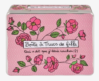 Bild av charmig rosa plåtburk med rosdesignmotiv