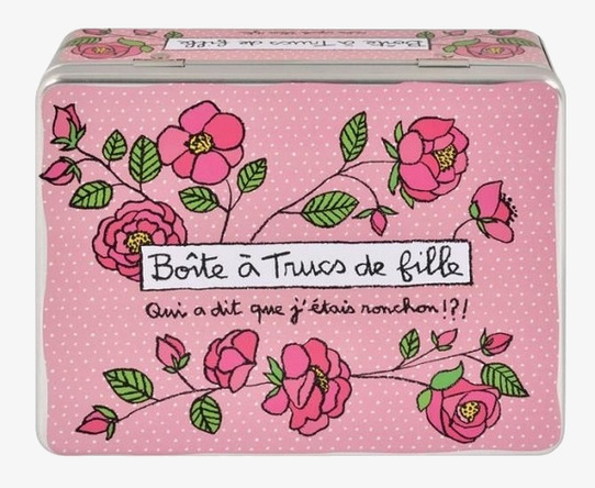 Bild av charmig rosa plåtburk med rosdesignmotiv