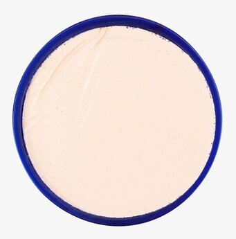 Bild av puderrosa ansiktsfärg i blå behållare