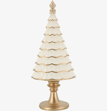 Bild av dekorativ antik creme julgran med gulddetaljer
