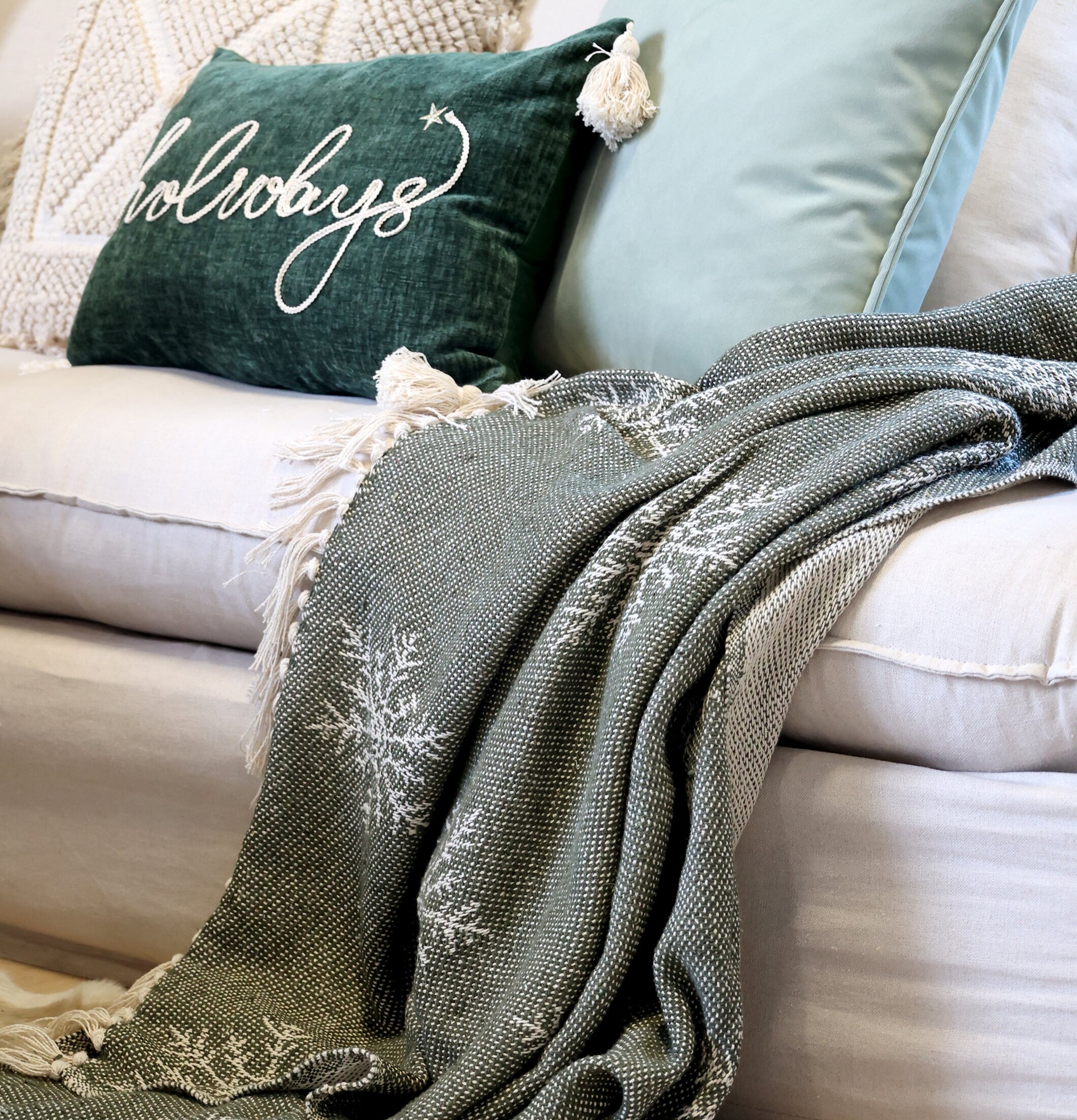 Aix Pläd Olivgrön Chic Antique Täcken, filtar, plädar och överkast Filtar Plädar Överkast