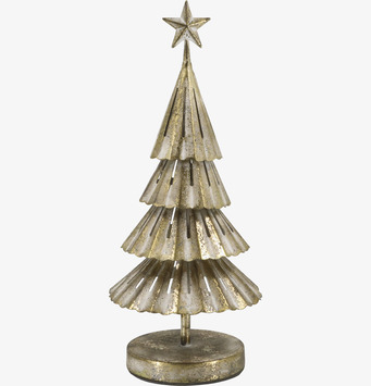 Bild på dekorativ julgran i antik mässing med stjärna