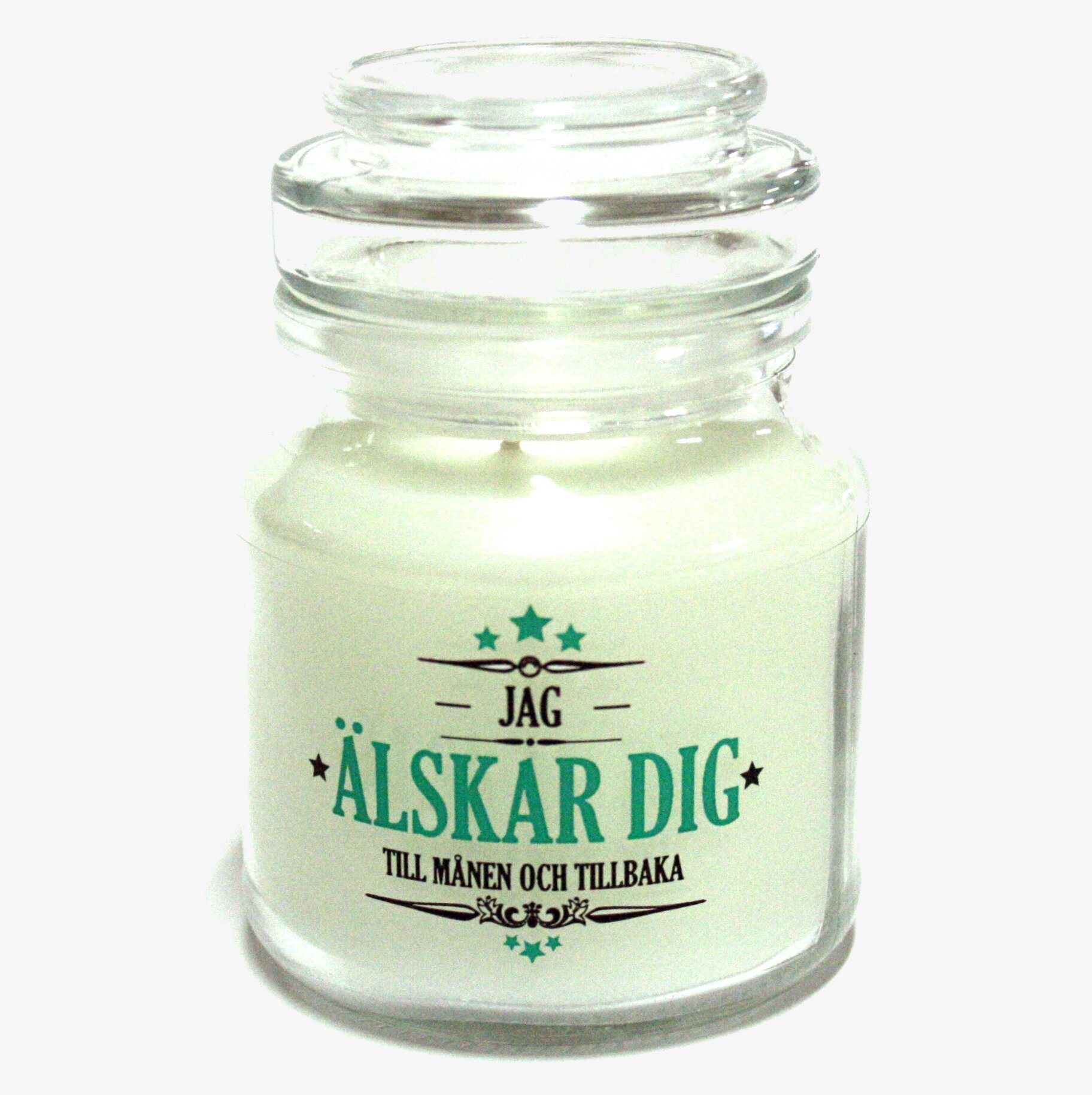 Ljus - Jag Älskar Dig från Red Lable i glasburk med text