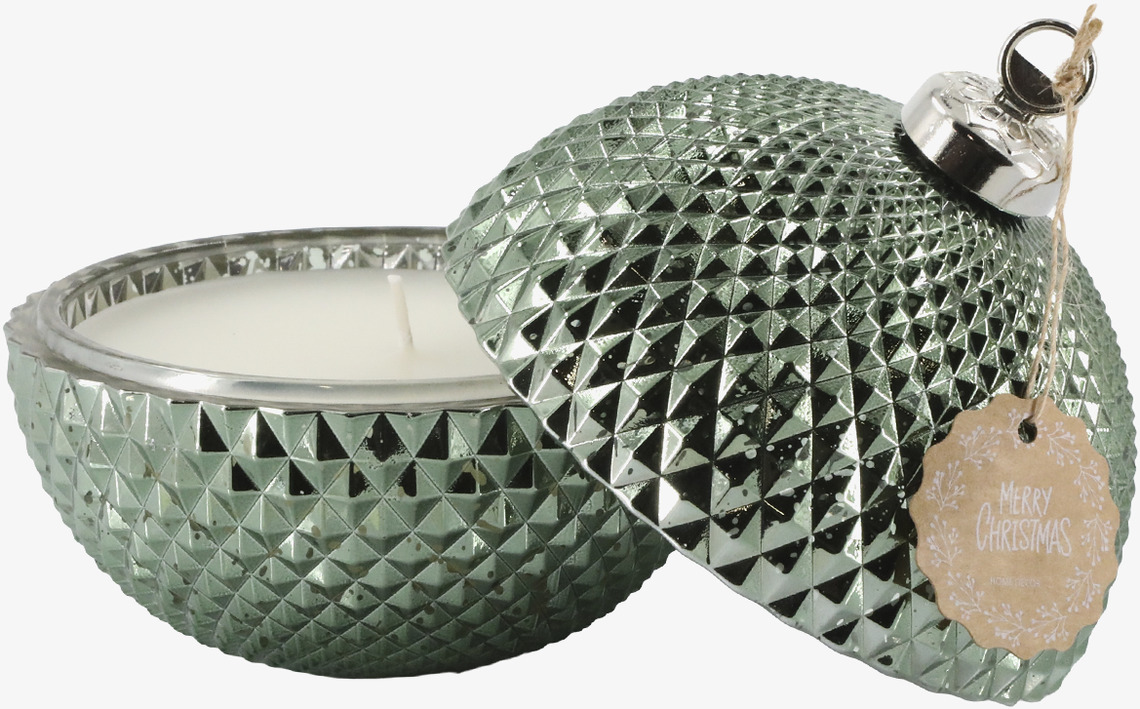 Ljus Julkula Mossgrön Stor Chic Antique Stearinljus Värmeljus