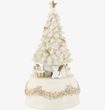 Bild av speldosa med julgran i creme och guld – juldekoration