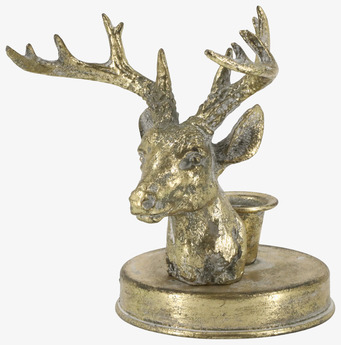 Bild av ljusstake i form av hjort med antik mässingsfinish