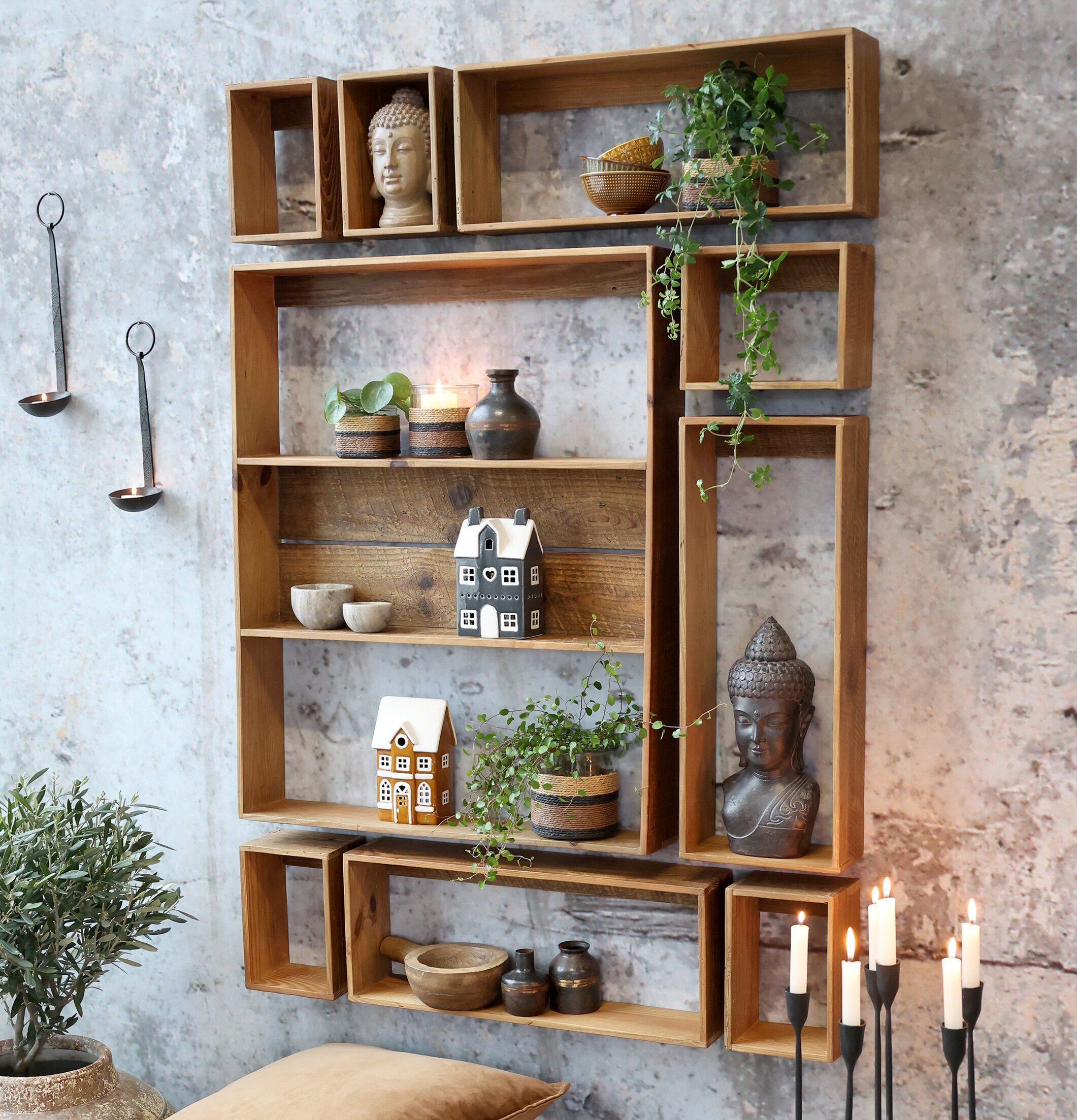 Vägghylla Reol Set/9 Chic Antique Vägghyllor