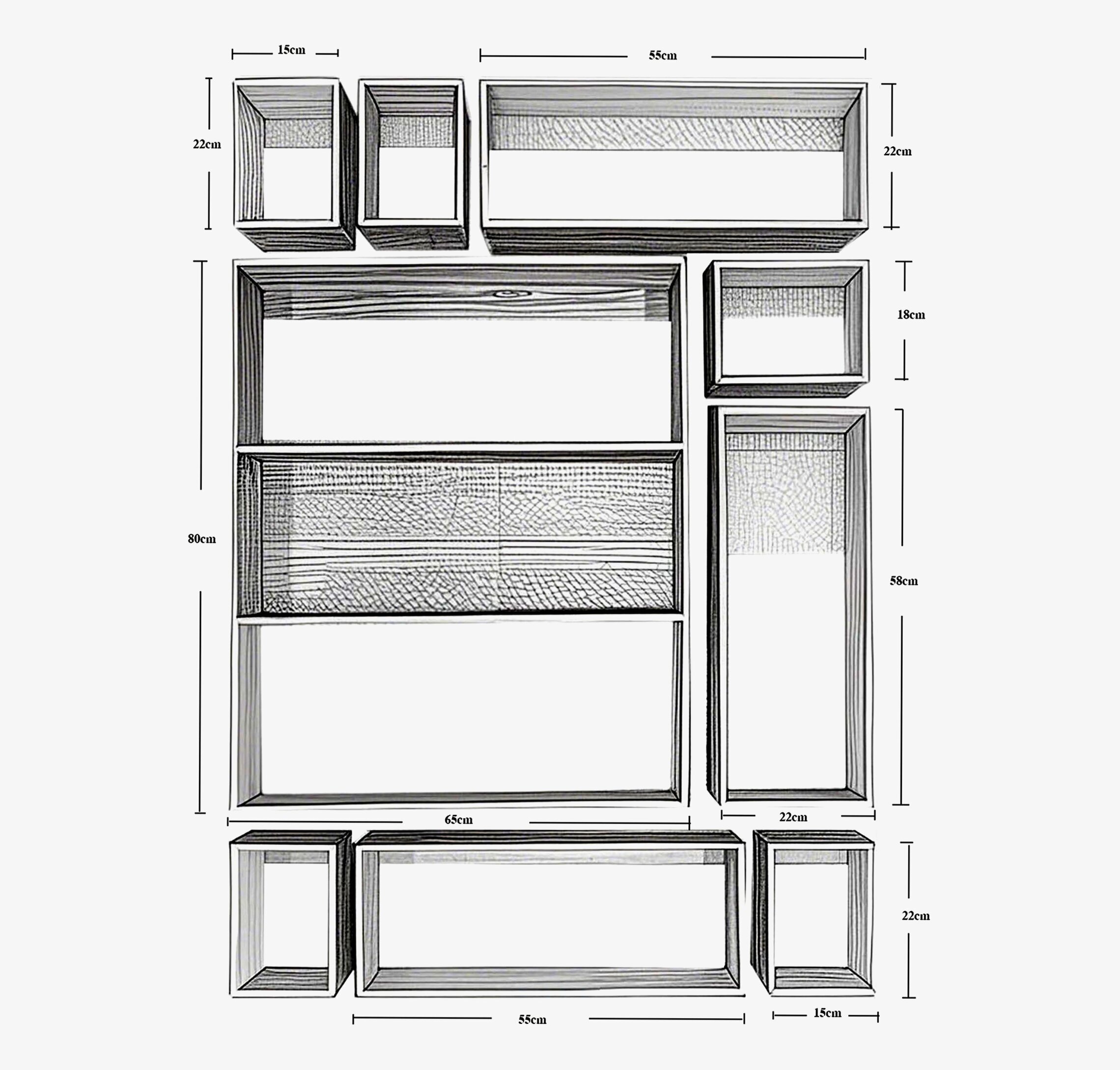 Vägghylla Reol Set/9 Chic Antique Vägghyllor