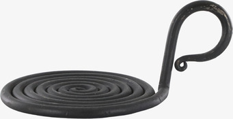 Bild på liten spiralformad kammarljusstake i mörk metall