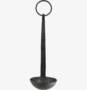 Bild av rustik svart ljusstake i smide med handtag och ögla