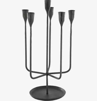 Bild av antiksvart ljusstake med sex hållare i metall