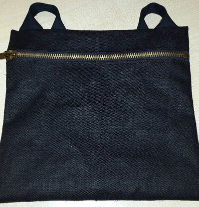 Foto av stilren och funktionell svart väska med dragkedja