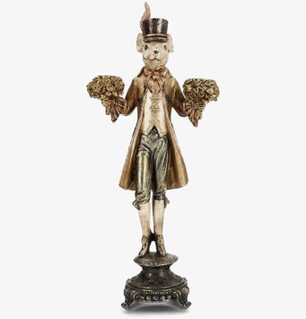 Bild av dekorativ ljusstake formad som mus i guld och brons