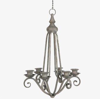 Bild på handgjord metall ljuskrona med plats för sex ljus