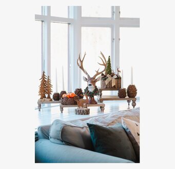 Bild: Inspirerande piedestalbord med naturnära vinterdekorationer