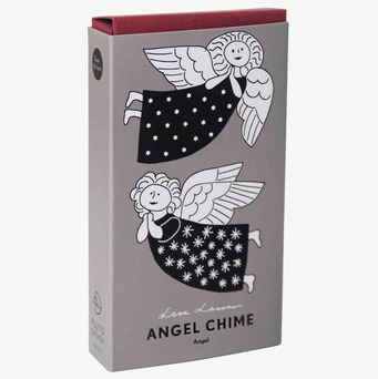 Bild: Rektangulär ask med lekfulla änglar och grafisk design