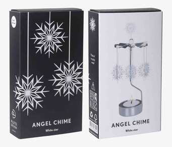 Bild på stilren förpackningsdesign med vita stjärnmotiv