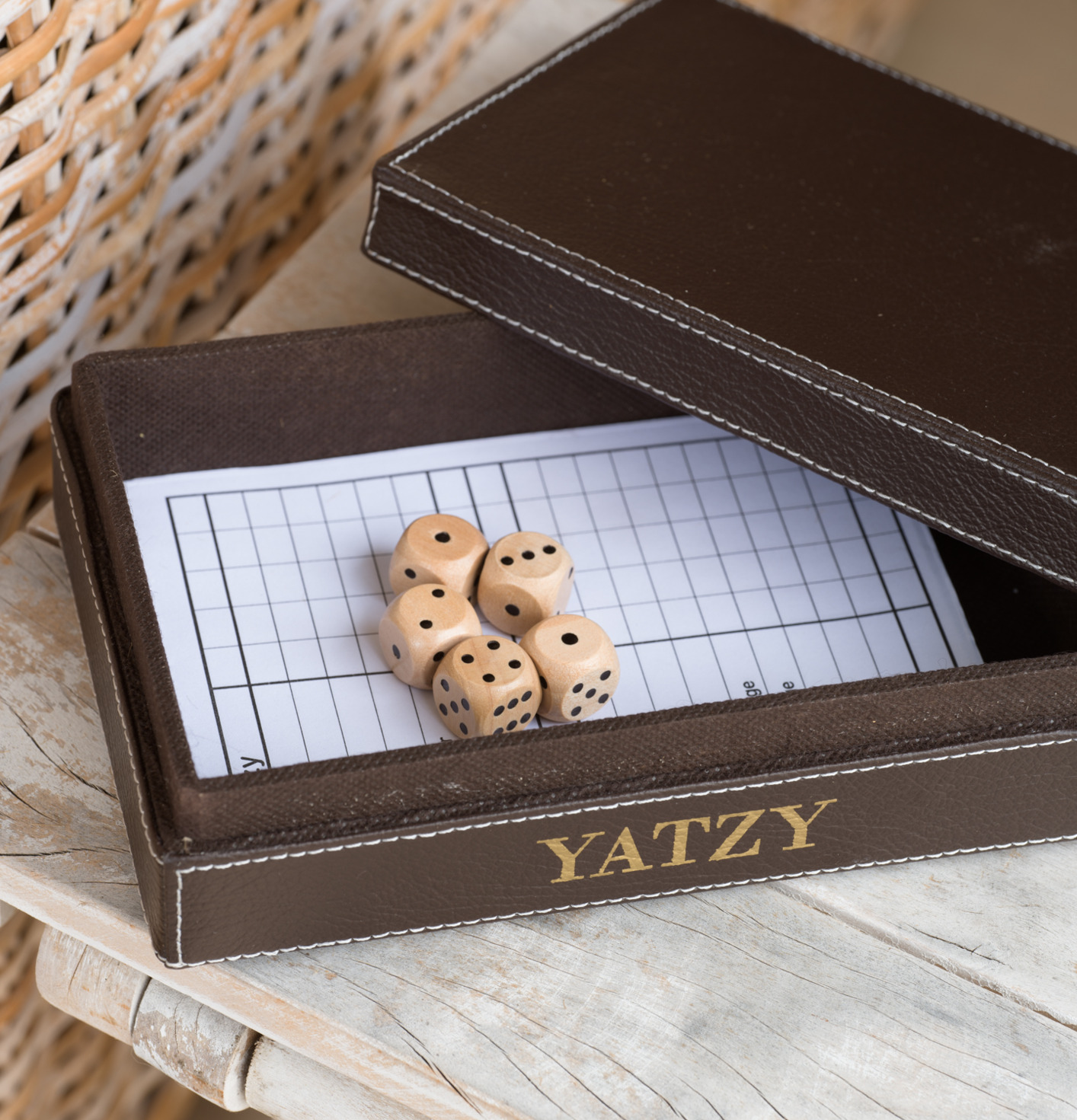 Yatzy Box Konstläder Different Design Brädspel Tre I Rad