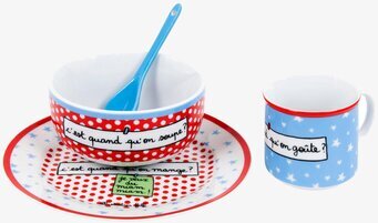 Bild av färgglad barnservis i porslin med lekfull design