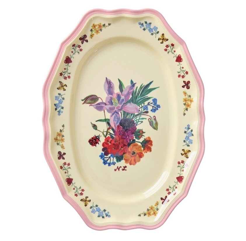Serveringsfat Vintage Pink - Nathalie L'ete Print Rice Serveringsbrickor Brickset