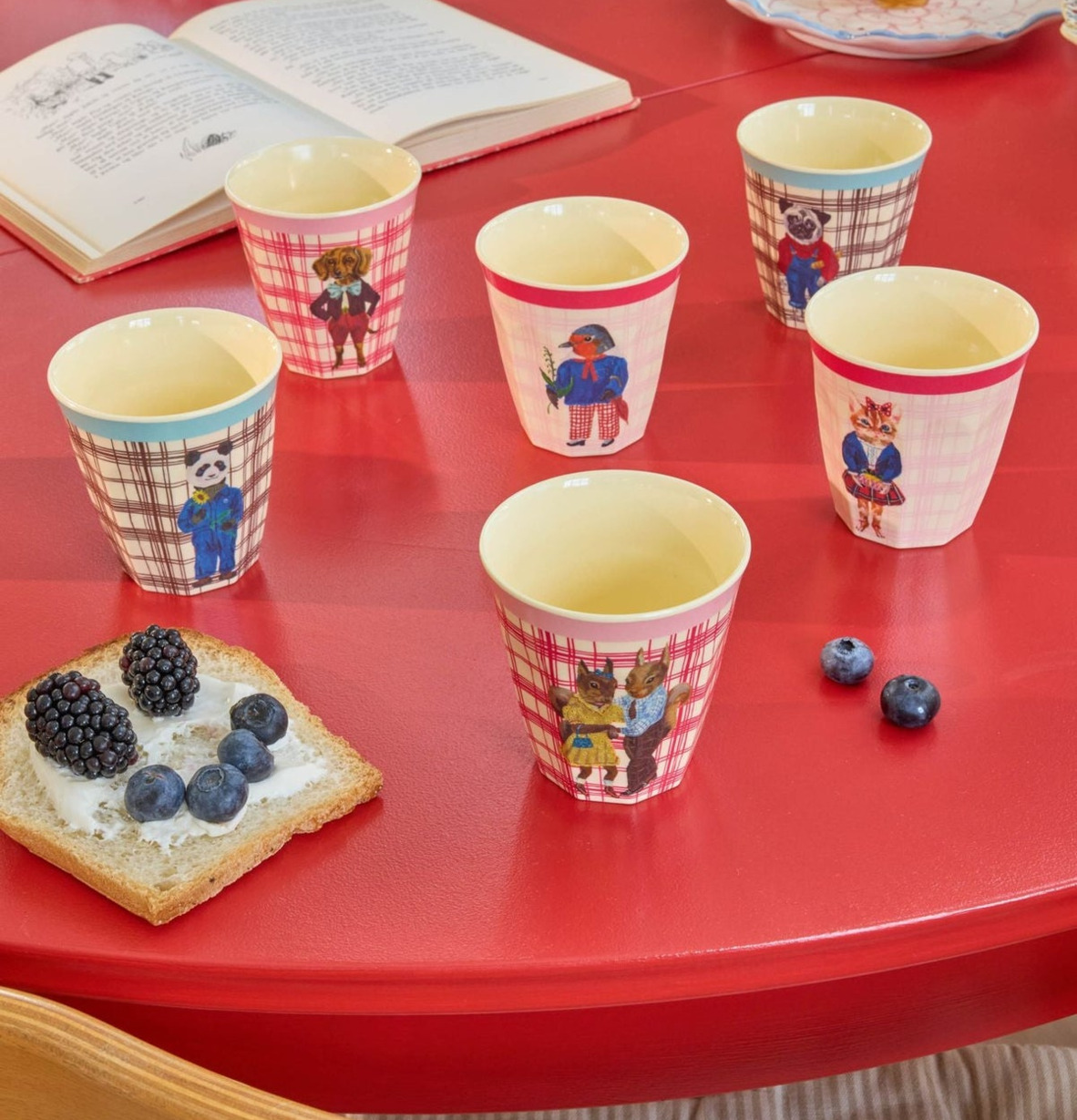 Barnmugg Tax - Nathalie L'ete Print Ekorrar Katt Fågel Mops Panda Rice Melaminmuggar Lattemuggar i melamin