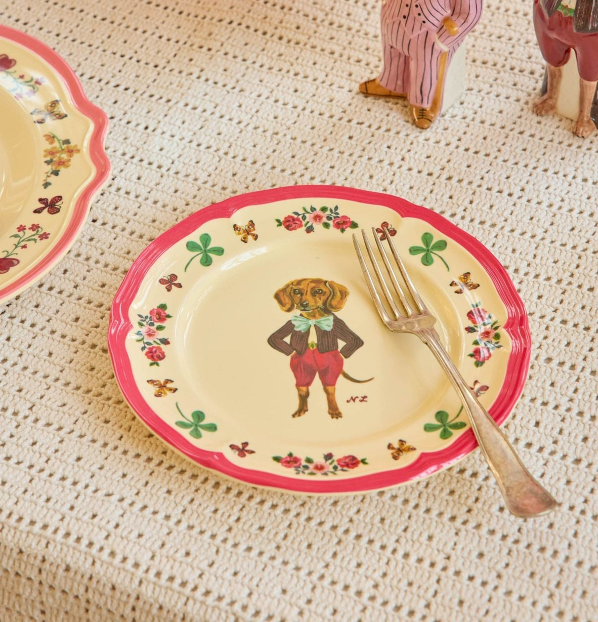 Assiett Vintage Red - Nathalie L'ete Print Rice Tallrikar Djupa tallrikar (ej skål) Desserttallrikar Assietter Barntallrikar