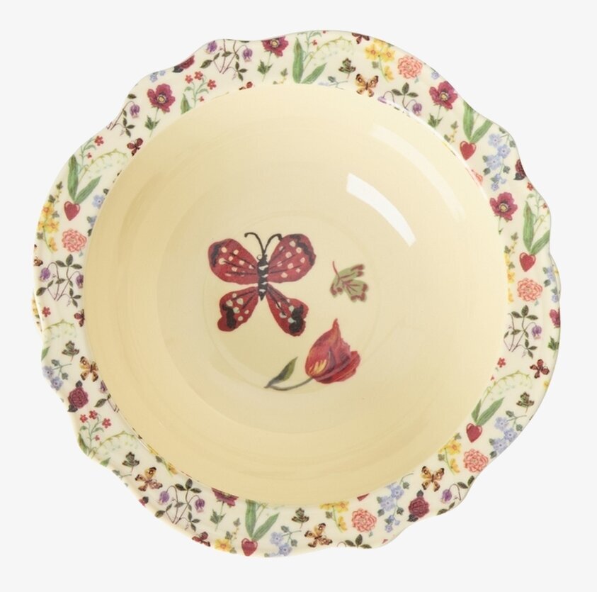 Vintage Skål Pink - Nathalie L'ete Print Rice Skålar att äta ur tilltugg Såskannor/Vispskål servering Matlådor