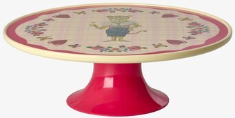 Bild av färgglatt serveringsfat med leopard och blommor