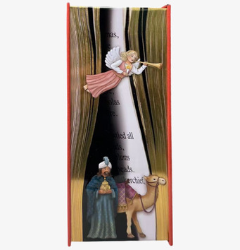 Bild av julig bokburk med ängel, vise man och kamel