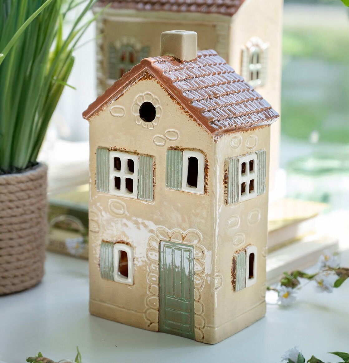Ljuslykta Hus Beige Det Gamle Apotek Lyktor Endless Light Ljuslyktor