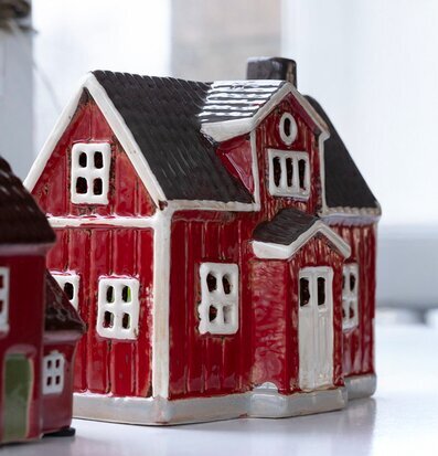 Ljuslykta Hus Röd Det Gamle Apotek Lyktor Endless Light Ljuslyktor