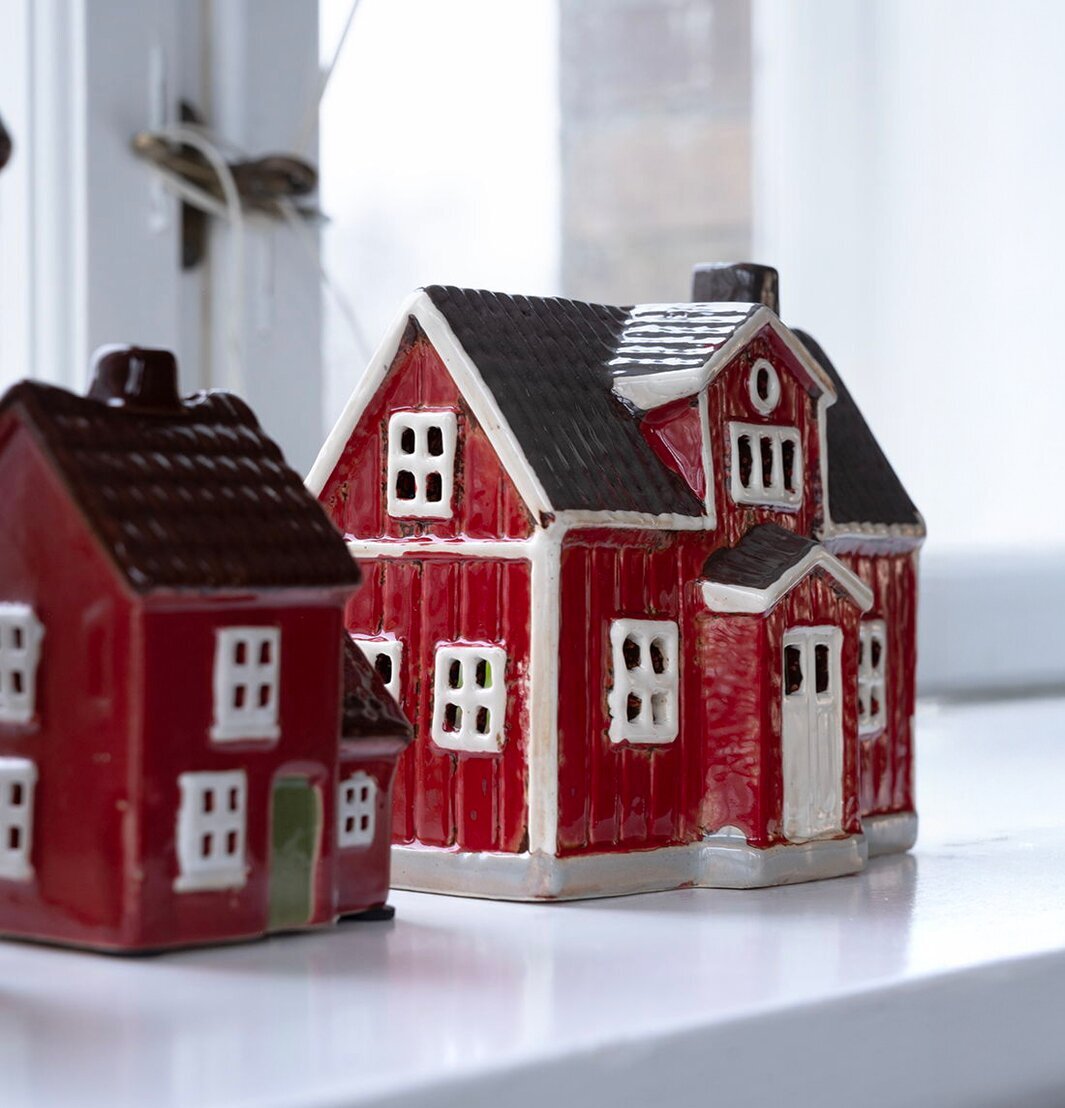 Ljuslykta Hus Röd Det Gamle Apotek Lyktor Endless Light Ljuslyktor